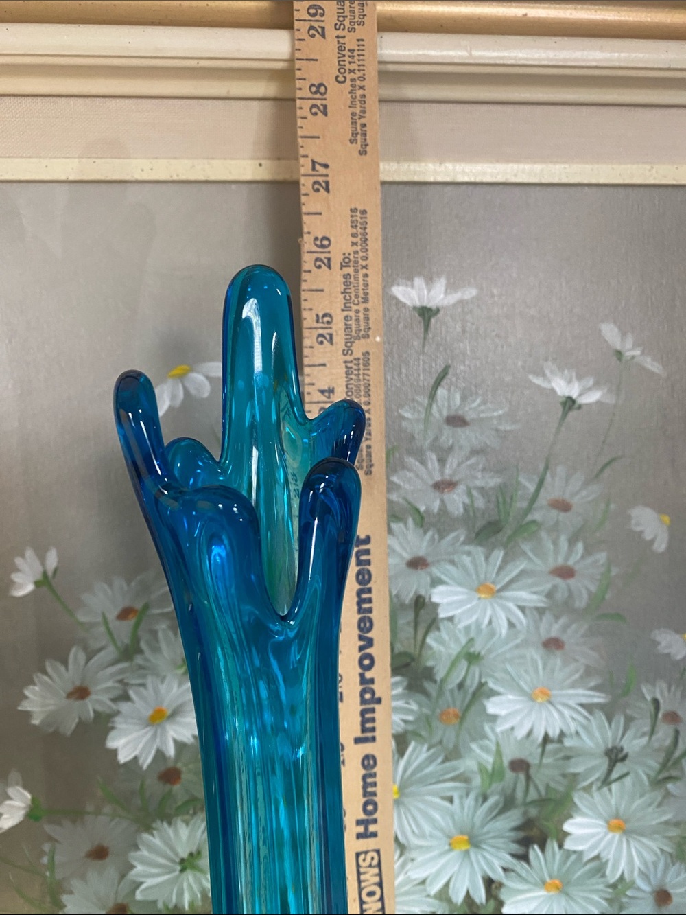 26" MCM Viking Glass Bluenique Epic Column Swung Floor Vase #7309 - Picture 4 of 14